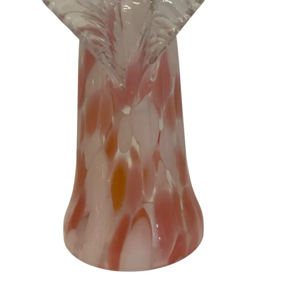Hand Blown Poland Art Glass CHRISTMAS ANGEL 7in Pastel Pink & White Marbled New